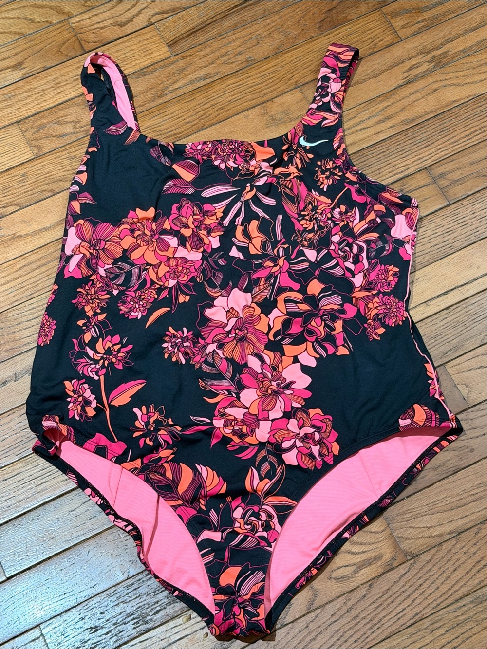 Floral One-Piece Swimsuit - Pink/Black